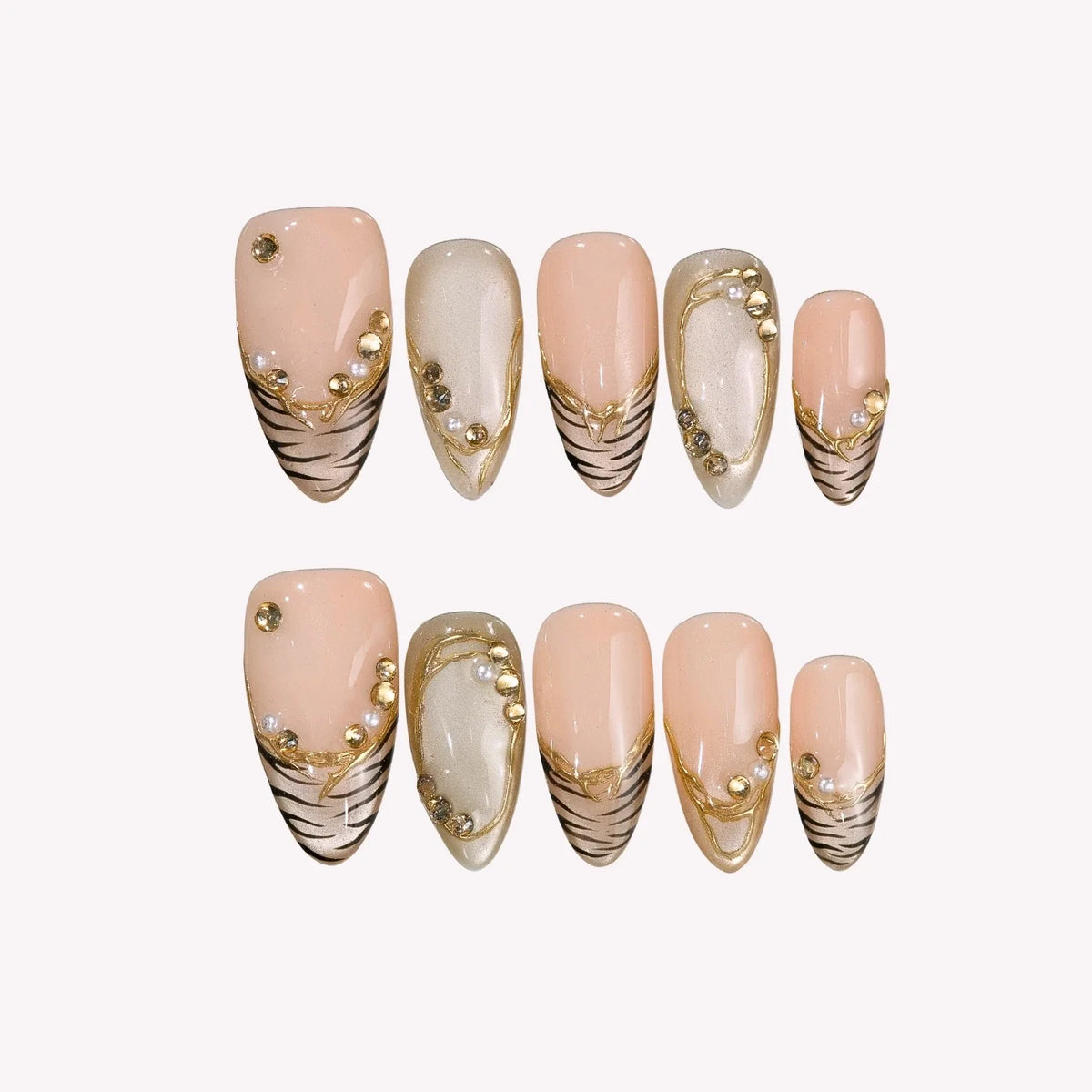 A Little Wild - Ersa Nails Nude Gold PressOnNails