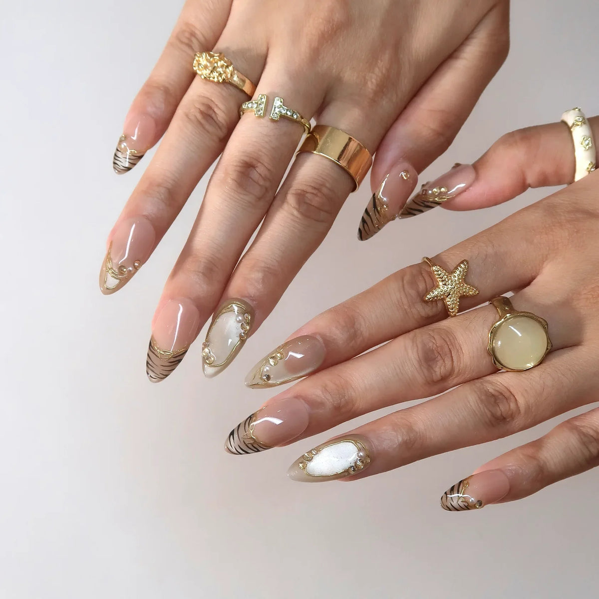 A Little Wild - Ersa Nails Nude Gold PressOnNails