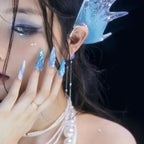 Aquamarine - Ersa Nails White Blue Long Oval PressOnNails