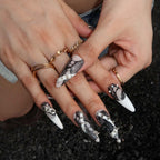 Bad Girl - Ersa Nails Nude Black White PressOnNails