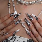 Bad Girl - Ersa Nails Nude Black White PressOnNails
