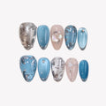 Beyond the Sea - Ersa Nails Nude Blue Silver PressOnNails
