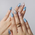Beyond the Sea - Ersa Nails Nude Blue Silver PressOnNails