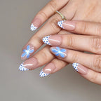 Blue Daisy - Ersa Nails Nude Blue White PressOnNails