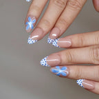 Blue Daisy - Ersa Nails Nude Blue White PressOnNails