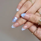 Blue Daisy - Ersa Nails Nude Blue White PressOnNails