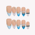Blue Riviera - Ersa Nails Nude Blue White PressOnNails