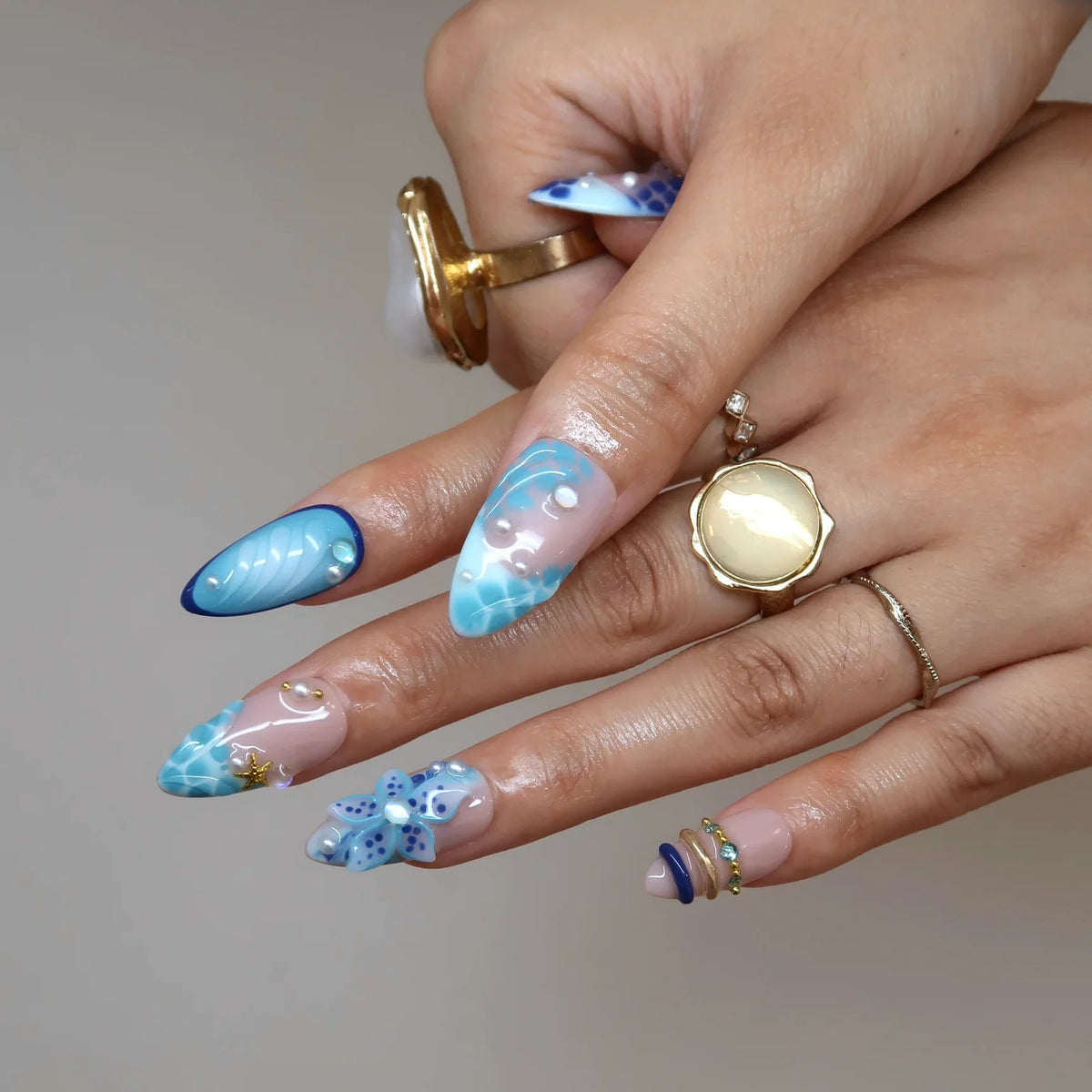 Bluish Tide - Ersa Nails Nude Blue PressOnNails