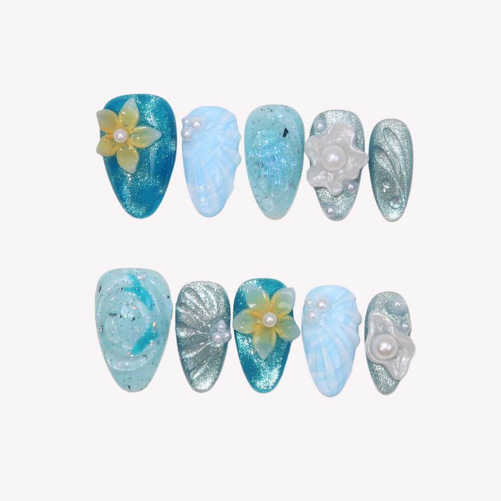 Bubbly Splash - Ersa Nails Blue PressOnNails