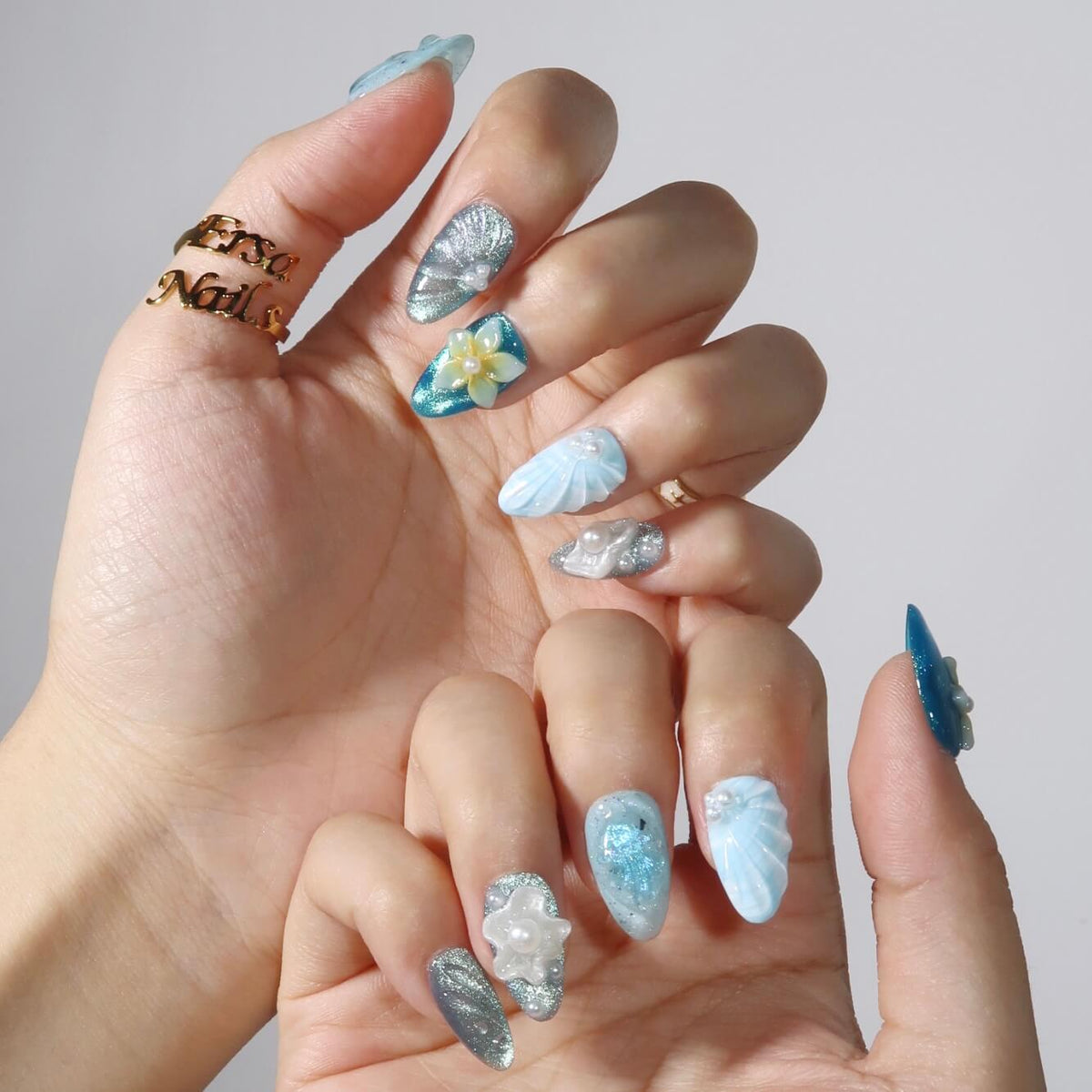 Bubbly Splash - Ersa Nails Blue PressOnNails
