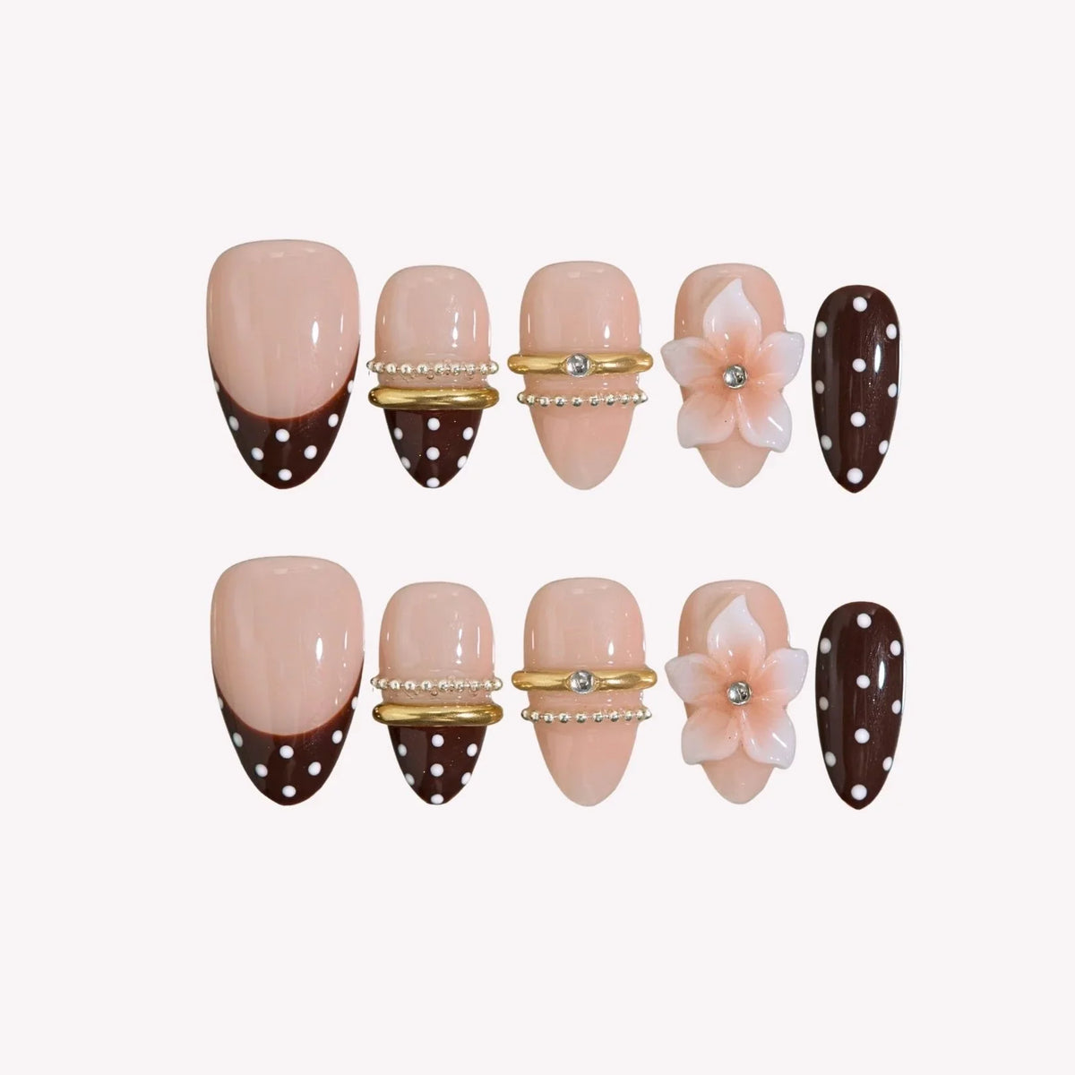 Dainty - Ersa Nails Nude Brown Short Almond PressOnNails