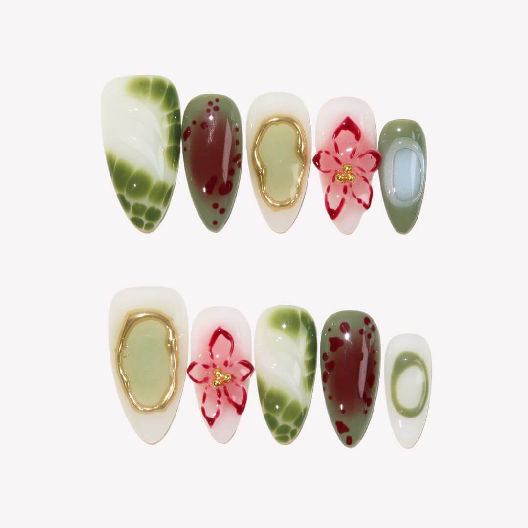 Deep Woods - Ersa Nails Jade White Brown PressOnNails