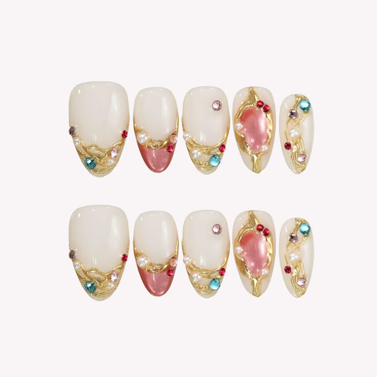 Diamond Drip - Ersa Nails Nude Red PressOnNails