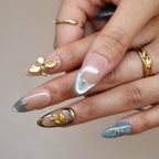 Divine Stardust - Ersa Nails Nude Blue Gold PressOnNails