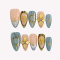 Divine Stardust - Ersa Nails Nude Blue Gold PressOnNails