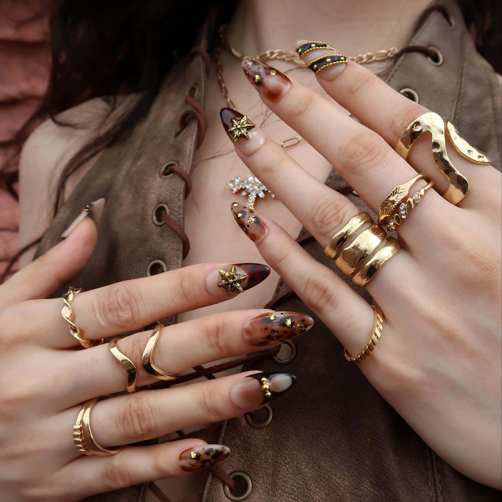 Dynamite - Ersa Nails Brown Black PressOnNails