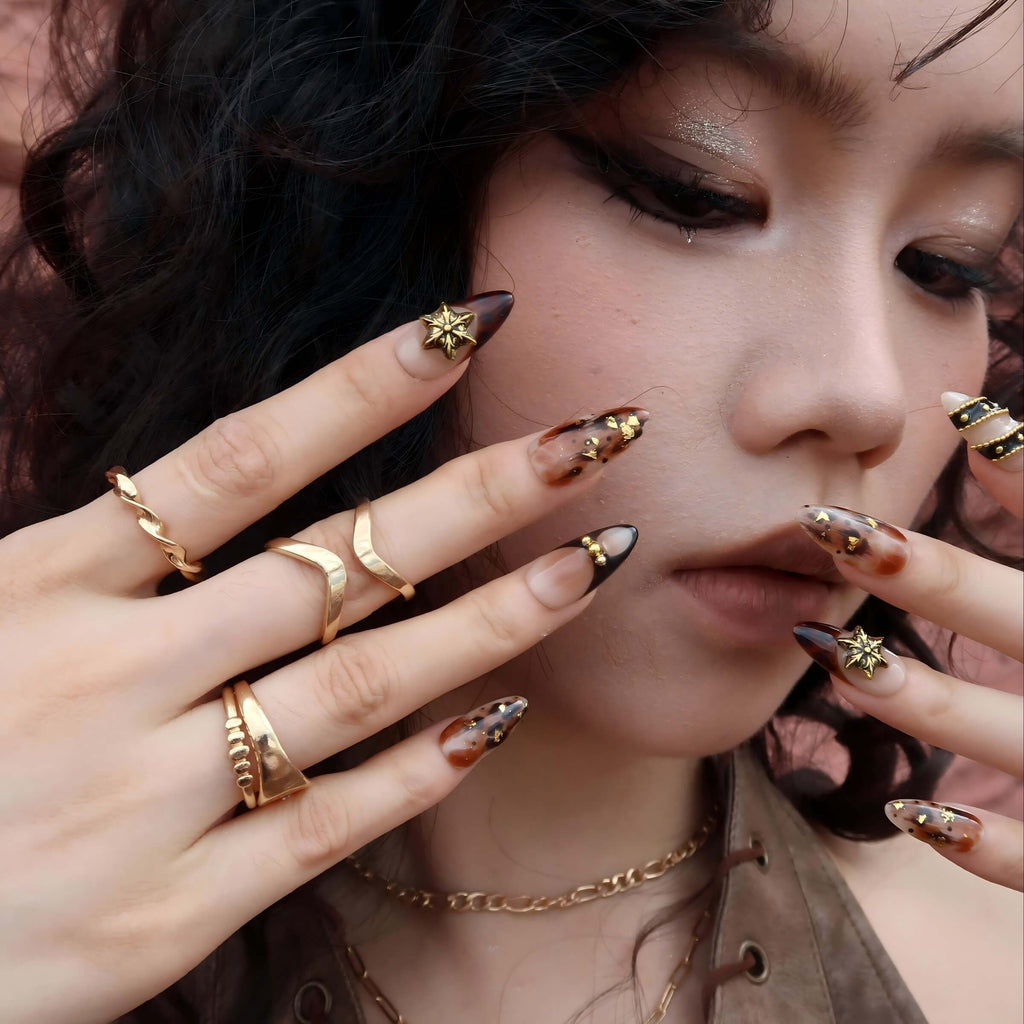 Dynamite - Ersa Nails Brown Black PressOnNails