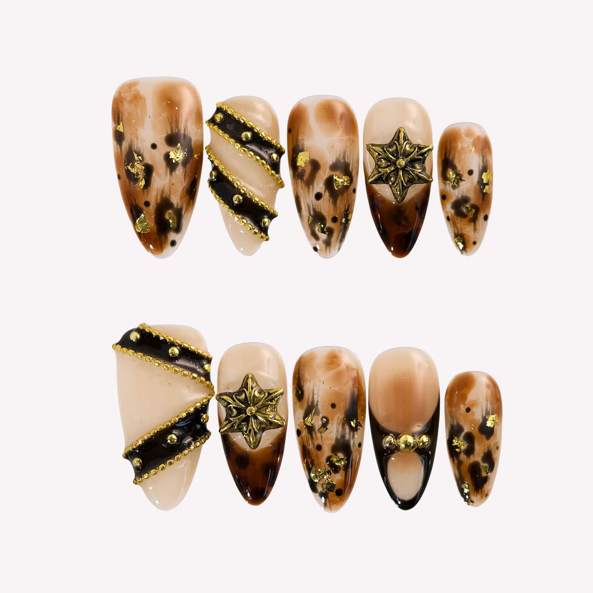 Dynamite - Ersa Nails Brown Black PressOnNails