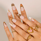 Gold Digger - Ersa Nails Nude Brown White PressOnNails