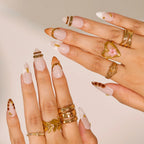 Gold Digger - Ersa Nails Nude Brown White PressOnNails