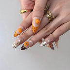 Golden Pumpkin - Ersa Nails Nude Orange Brown Medium Almond PressOnNails