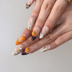 Golden Pumpkin - Ersa Nails Nude Orange Brown Medium Almond PressOnNails