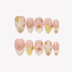 Golden Shoreline - Ersa Nails Nude White Yellow PressOnNails