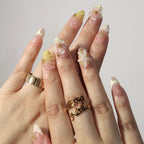 Golden Shoreline - Ersa Nails Nude White Yellow PressOnNails