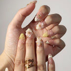 Golden Shoreline - Ersa Nails Nude White Yellow PressOnNails