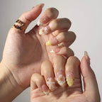 Golden Shoreline - Ersa Nails Nude White Yellow PressOnNails