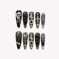 Gothic Radiance - Ersa Nails Black Long Oval PressOnNails