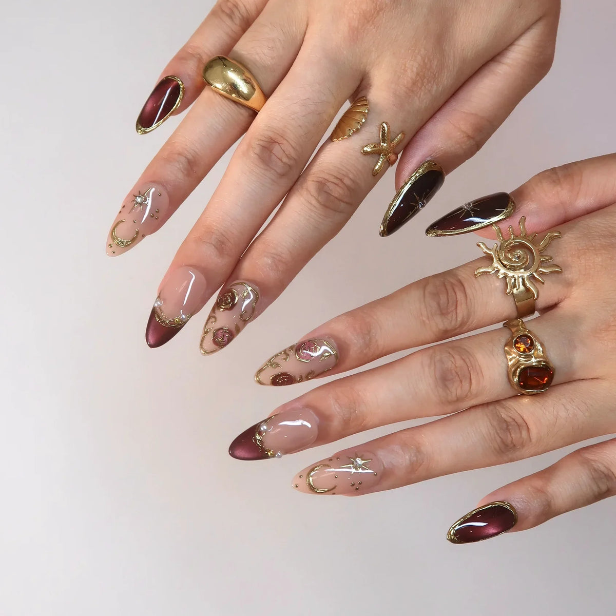 Grand Soir - Ersa Nails Nude Gold PressOnNails