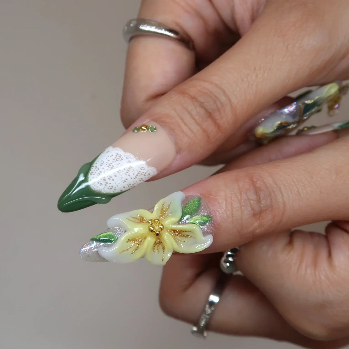 Green Muse - Ersa Nails Nude Jade White PressOnNails