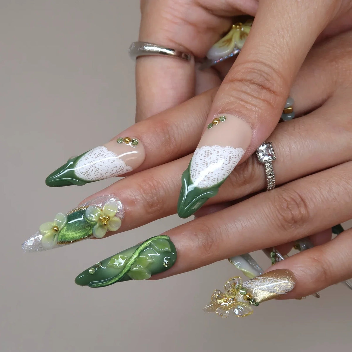 Green Muse - Ersa Nails Nude Jade White PressOnNails