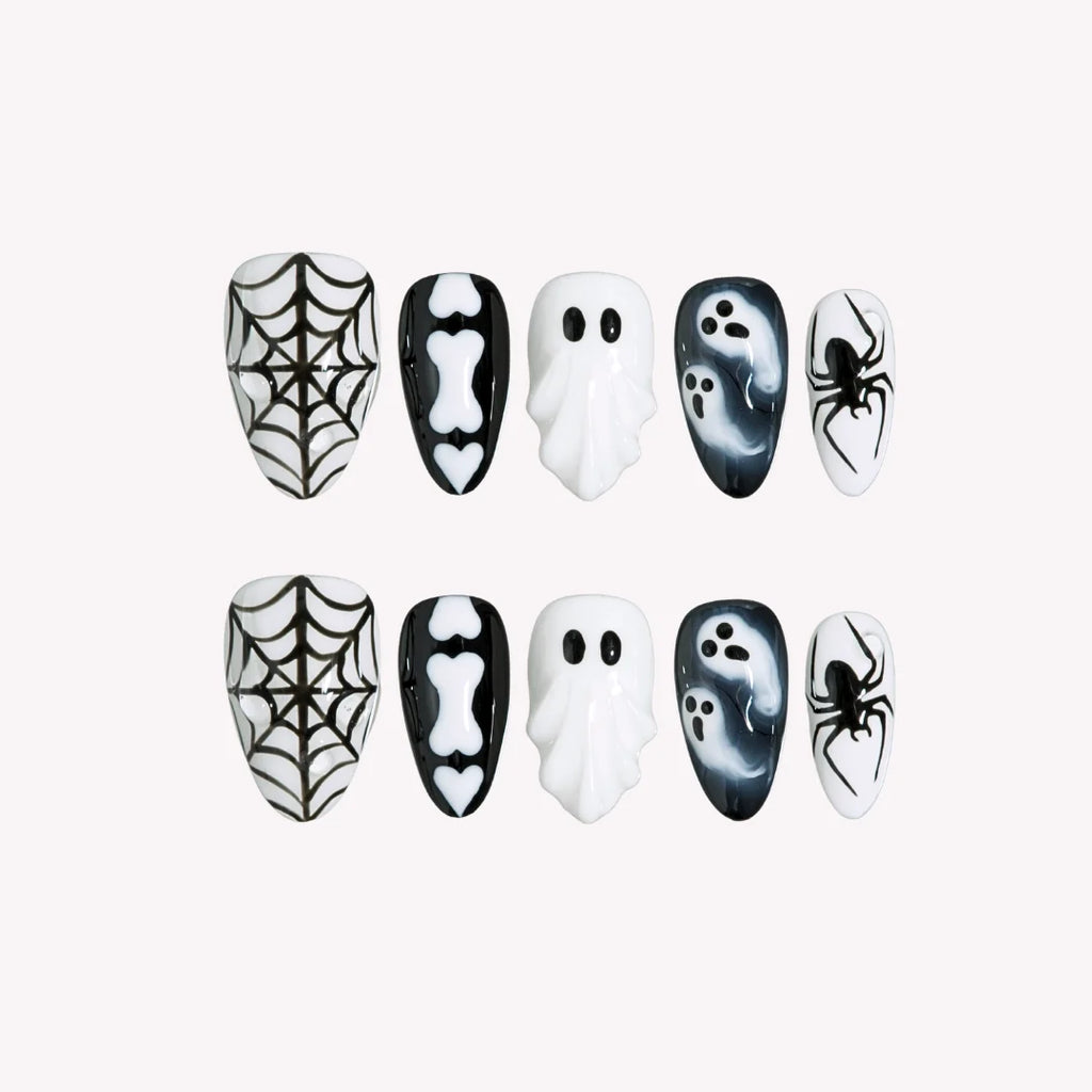 Haunted - Ersa Nails White Black PressOnNails