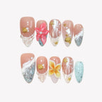 Honolulu - Ersa Nails Nude Blue White PressOnNails
