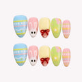 Hoppy Spring - Ersa Nails Blue Pink Yellow Jade PressOnNails