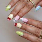 Hoppy Spring - Ersa Nails Blue Pink Yellow Jade PressOnNails