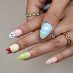 Hoppy Spring - Ersa Nails Blue Pink Yellow Jade PressOnNails