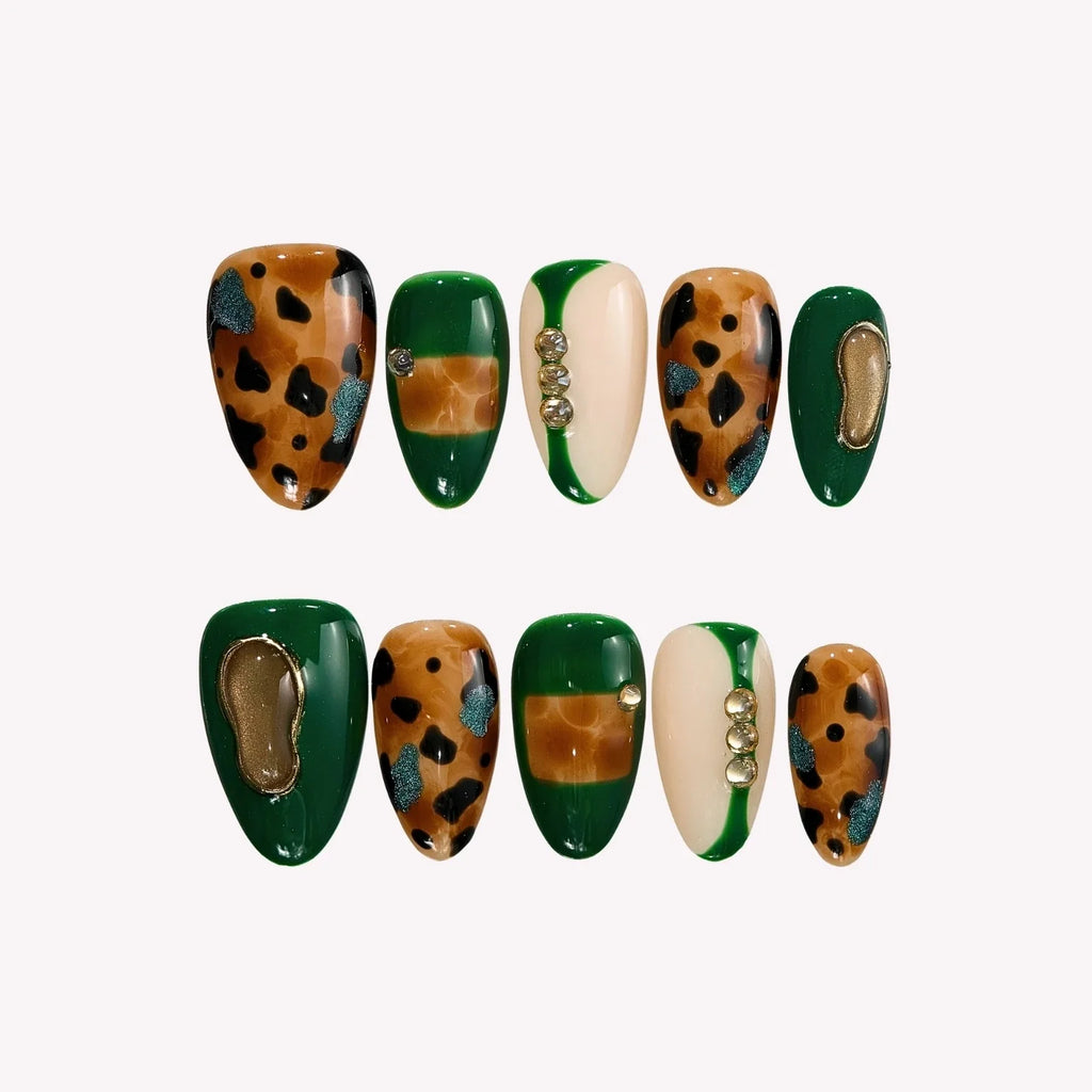 In Style - Ersa Nails Brown Jade PressOnNails