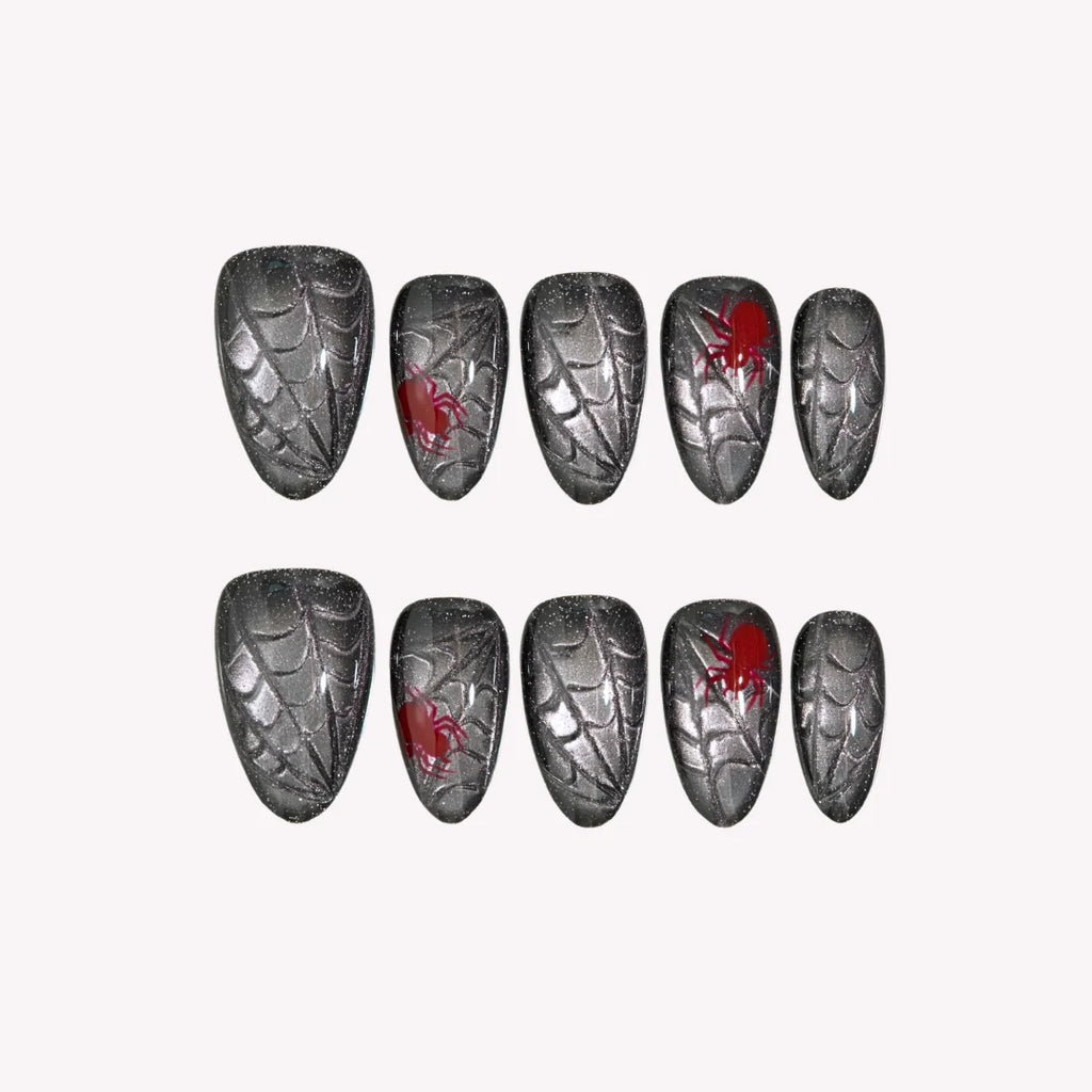 Lost In Darkness - Ersa Nails Black Red PressOnNails