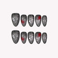 Lost In Darkness - Ersa Nails Black Red PressOnNails