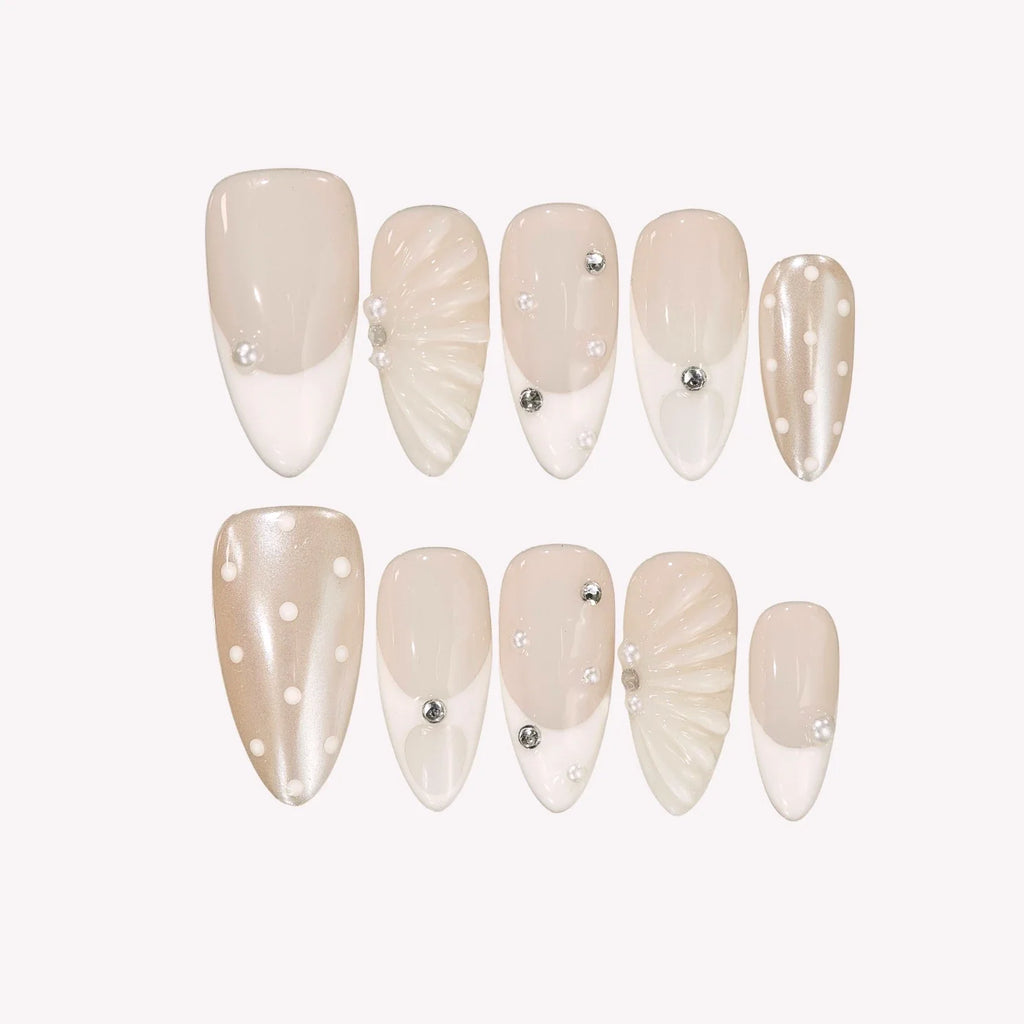 Milky Crystal - Ersa Nails Nude White PressOnNails