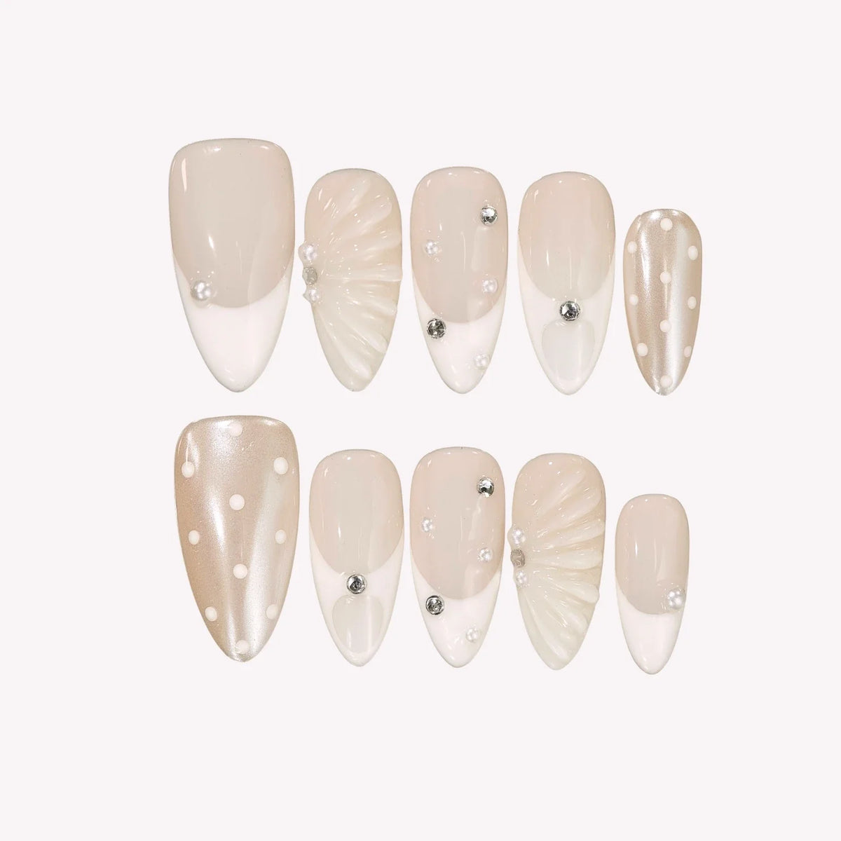 Milky Crystal - Ersa Nails Nude White PressOnNails