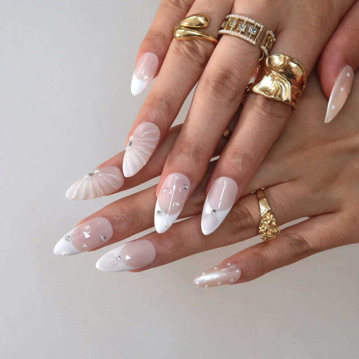 Milky Crystal - Ersa Nails Nude White PressOnNails