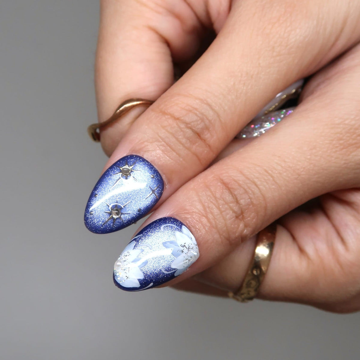 Moonlit Night- Ersa Nails Nude Blue PressOnNails