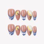 Never-ending Summer - Ersa Nails Nude Blue Yellow PressOnNails