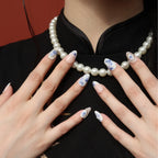 Petals of Grace- Ersa Nails WHITE NUDE BLUE PressOnNails