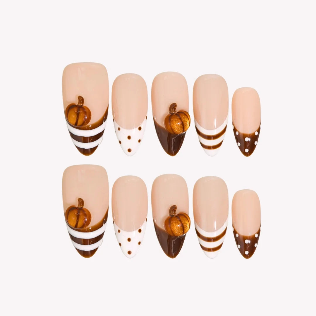 Pumpkin Spice Latte - Ersa Nails Nude Brown PressOnNails