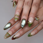 Rich Girl - Ersa Nails Nude Jade Gold PressOnNails